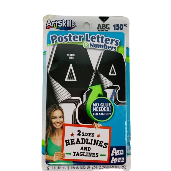 ArtSkills Paper Poster Letters Numbers Projects Crafts School 4" and 2.5" Black - Picture 1 of 4